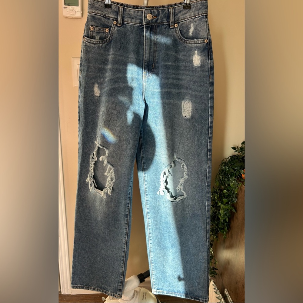 Refuge DENIM Wide-leg Ripped Jeans